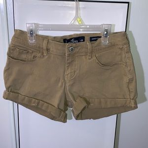 Khaki Low-Rise Midi Shorts
